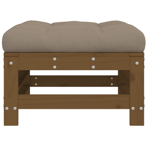 Berkfield Garden Footstool with Cushion Honey Brown Solid Wood Pine 2