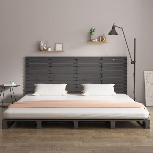 Berkfield Wall Headboard Grey 166x3x91.5 cm Solid Wood Pine 2