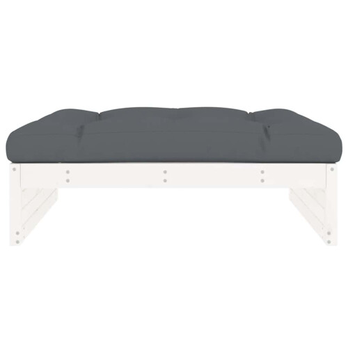 Berkfield Garden Footstool White 120x80 cm Solid Wood Pine 2