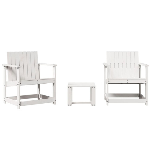 Berkfield 3 Piece Garden Lounge Set White Solid Wood Pine 1