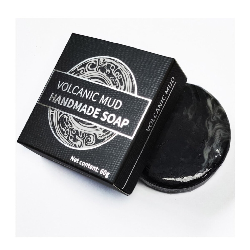 Red Natural Volcanic Mud Soap Bar For Men And Women, Deep Cleansing Face And Body Care With Coffee And Rice Extract