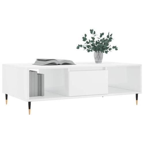 Berkfield Coffee Table High Gloss White 104x60x35 cm Engineered Wood 2