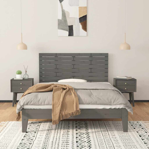 Berkfield Wall Headboard Grey 141x3x63 cm Solid Wood Pine 2
