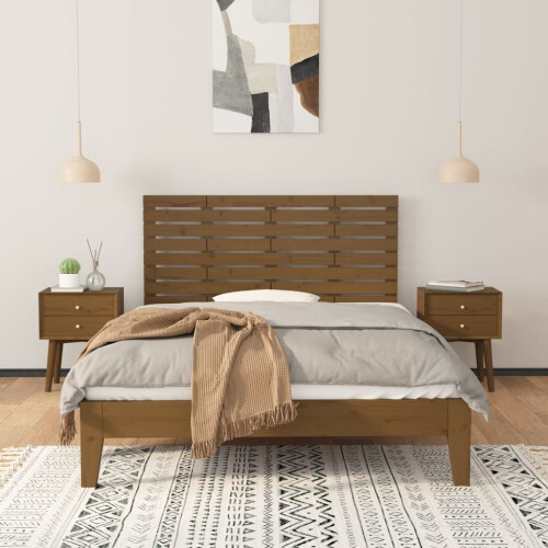 Berkfield Wall Headboard Honey Brown 126x3x63 cm Solid Wood Pine 2