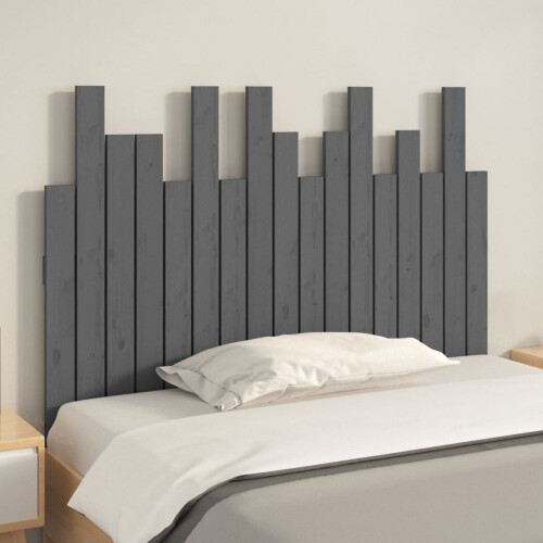 Berkfield Wall Headboard Grey 108x3x80 cm Solid Wood Pine 2