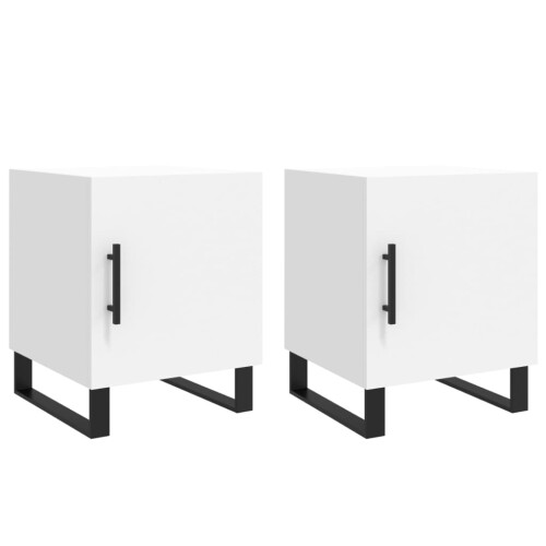Berkfield Bedside Cabinets 2 pcs White 40x40x50 cm Engineered Wood 1