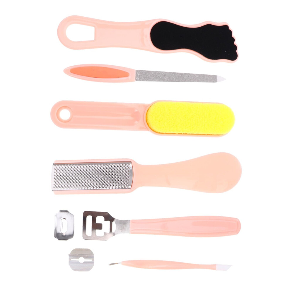 8Piece Foot File and Callus Remover Set with Interchangeable Heads Ergonomic Grip for Soft Feet