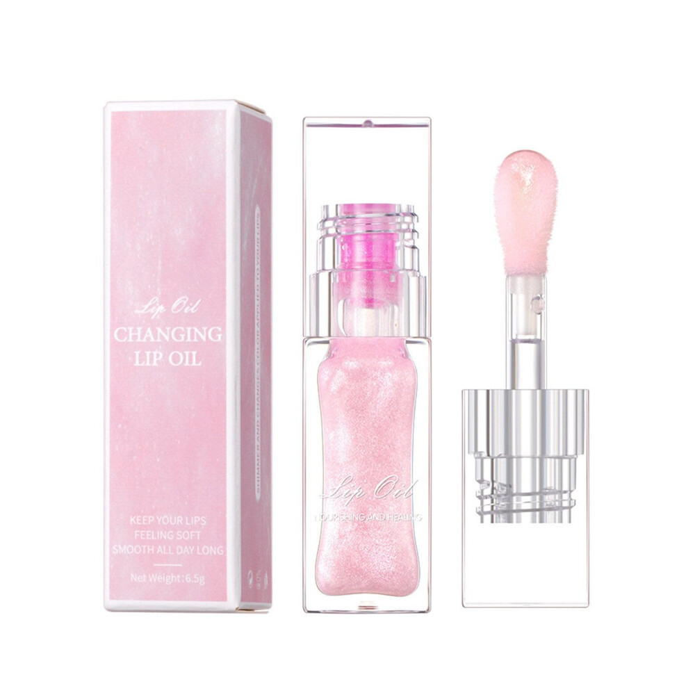 Color Changing Lip Gloss Pink Moisturizing Lip Oil Gloss with Long Lasting Shine and Deep Moisture Care