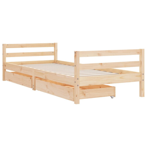 Berkfield Kids Bed Frame with Drawers 90x190 cm Solid Wood Pine 2