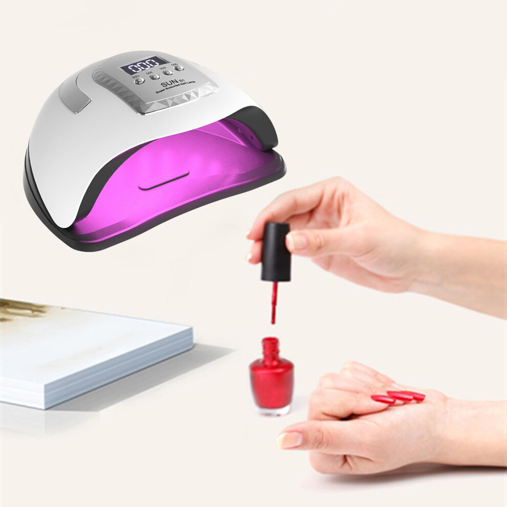 White 280W Led Uv Nail Lamp Fast Drying With Smart Sensor, Lcd Display, 4 Timers For Gel Polish Manicure