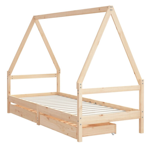 Berkfield Kids Bed Frame with Drawers 90x190 cm Solid Wood Pine 2