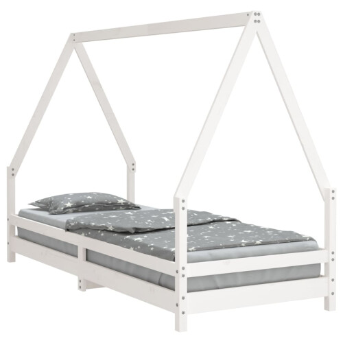 Berkfield Kids Bed Frame White 90x200 cm Solid Wood Pine 1