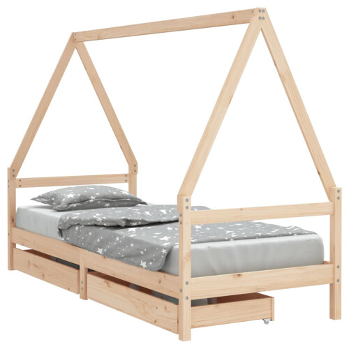 Berkfield Kids Bed Frame with Drawers 90x200 cm Solid Wood Pine 1