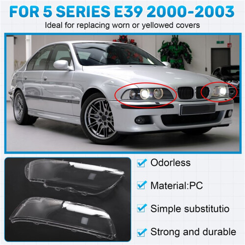 Car Headlight Shell Headlight Cover Headlamp Lens for  5 Series E39 2000-2003 2