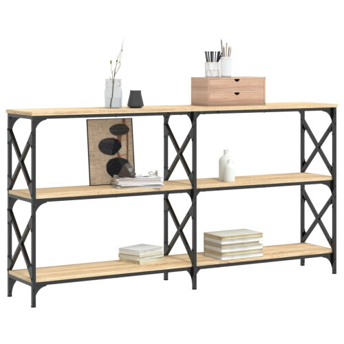 Berkfield Console Table Sonoma Oak 156x28x80.5 cm Engineered Wood 2