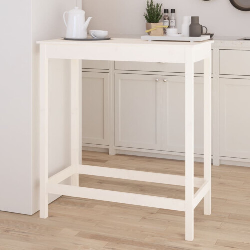 Berkfield Bar Table White 100x50x110 cm Solid Wood Pine 2