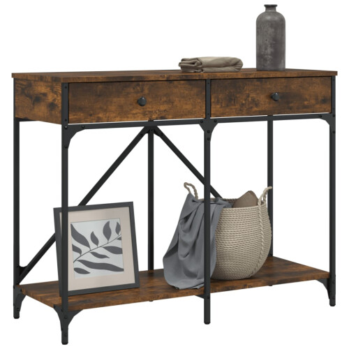 Berkfield Console Table Smoked Oak 100x39x78.5 cm Engineered Wood 2