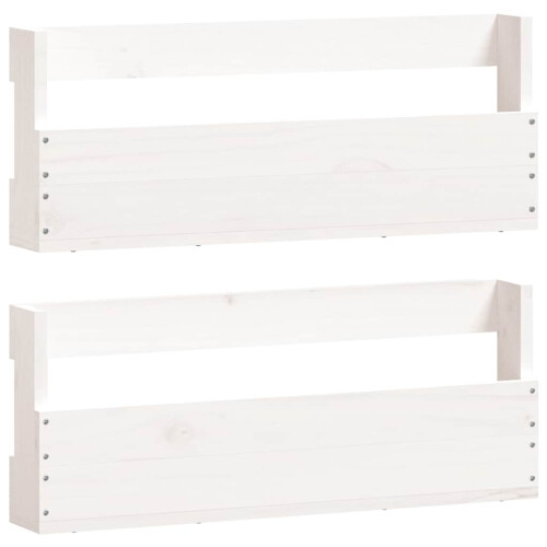 Berkfield Wall-mounted Shoe Racks 2 pcs White 59x9x23 cm Solid Wood Pine 1