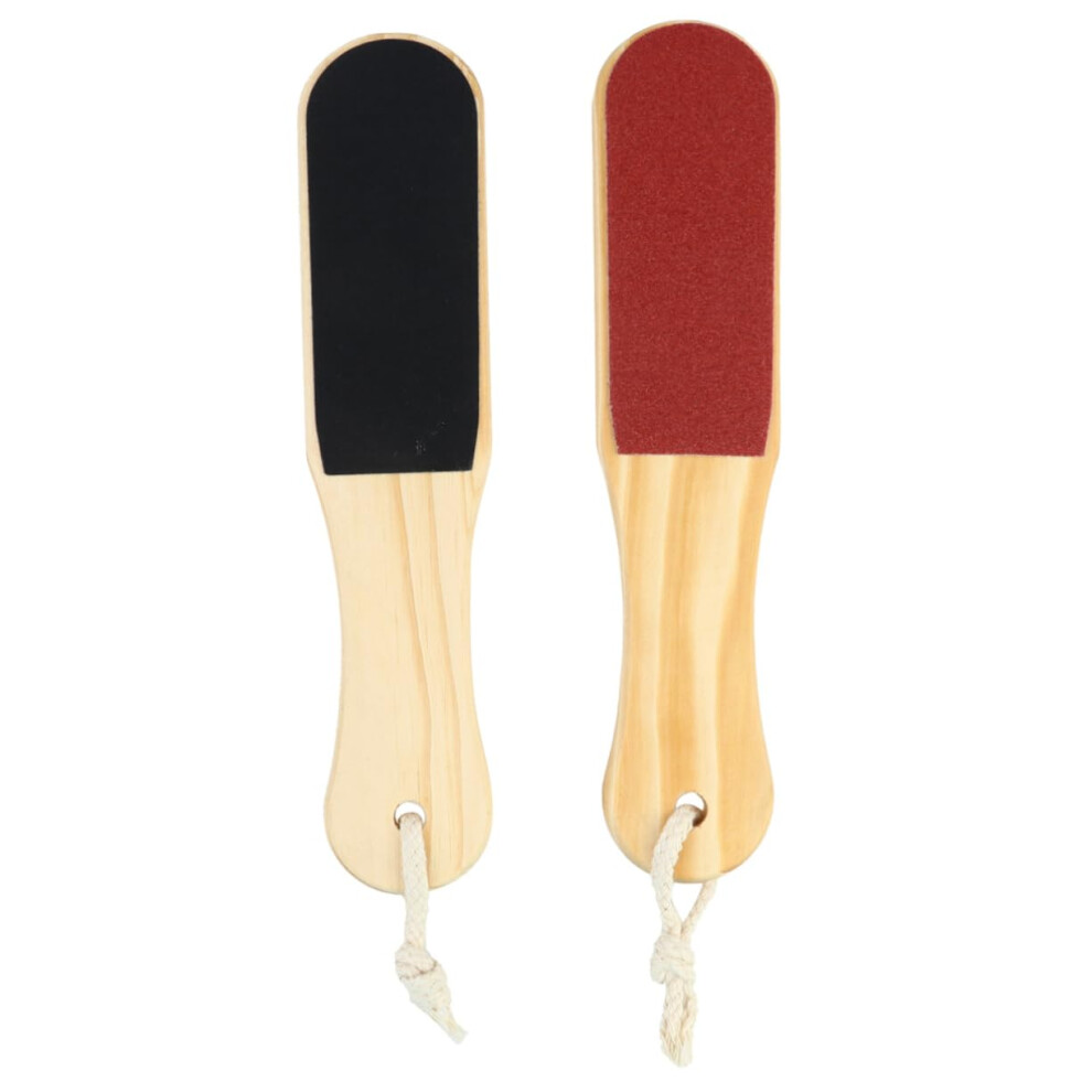 2pcs Double Sided Foot File and Callus Remover with Wood Handle, DualSided Exfoliating Pedicure Tool for Smooth Feet