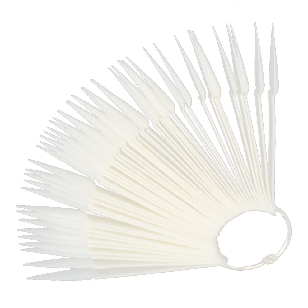 50 Pcs Clear Nail Swatch Sticks with Ring, Reusable Nail Color Display for Salon and Manicure Practice