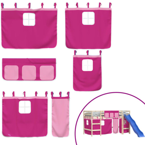 Berkfield Curtains for Loft Bed Pink Polyester 1