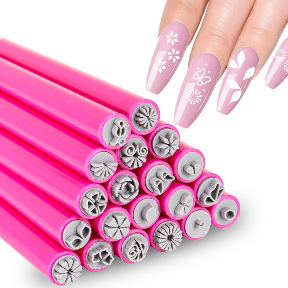 20PCS Rose Red Nail Art Stamp Pen Set with Precise Silicone Tip, Easy Polish Transfer DIY Nail Stamping Kit for Women