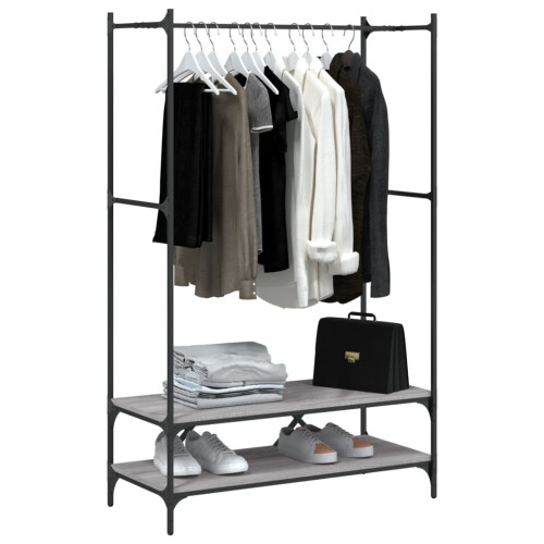 Berkfield Clothes Rack with Shelves Grey Sonoma Engineered Wood 2