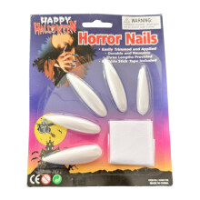Halloween Press On Nails Set White Elongated Gothic Fake Nails Easy PressOn Application Instant Costume Transformation