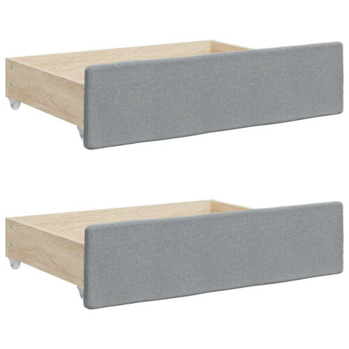 Berkfield Bed Storage Drawers 2 pcs Light Grey Engineered Wood and Fabric 1