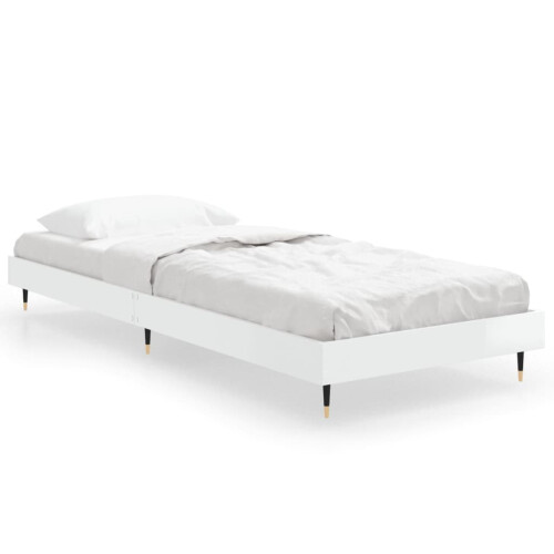 Berkfield Bed Frame without Mattress High Gloss White 75x190 cm Small Single 1