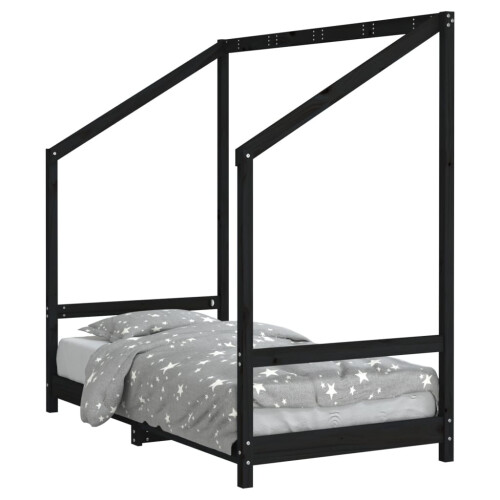 Berkfield Kids Bed Frame Black 80x160 cm Solid Wood Pine 1