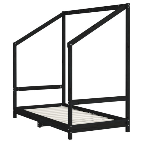 Berkfield Kids Bed Frame Black 80x160 cm Solid Wood Pine 2