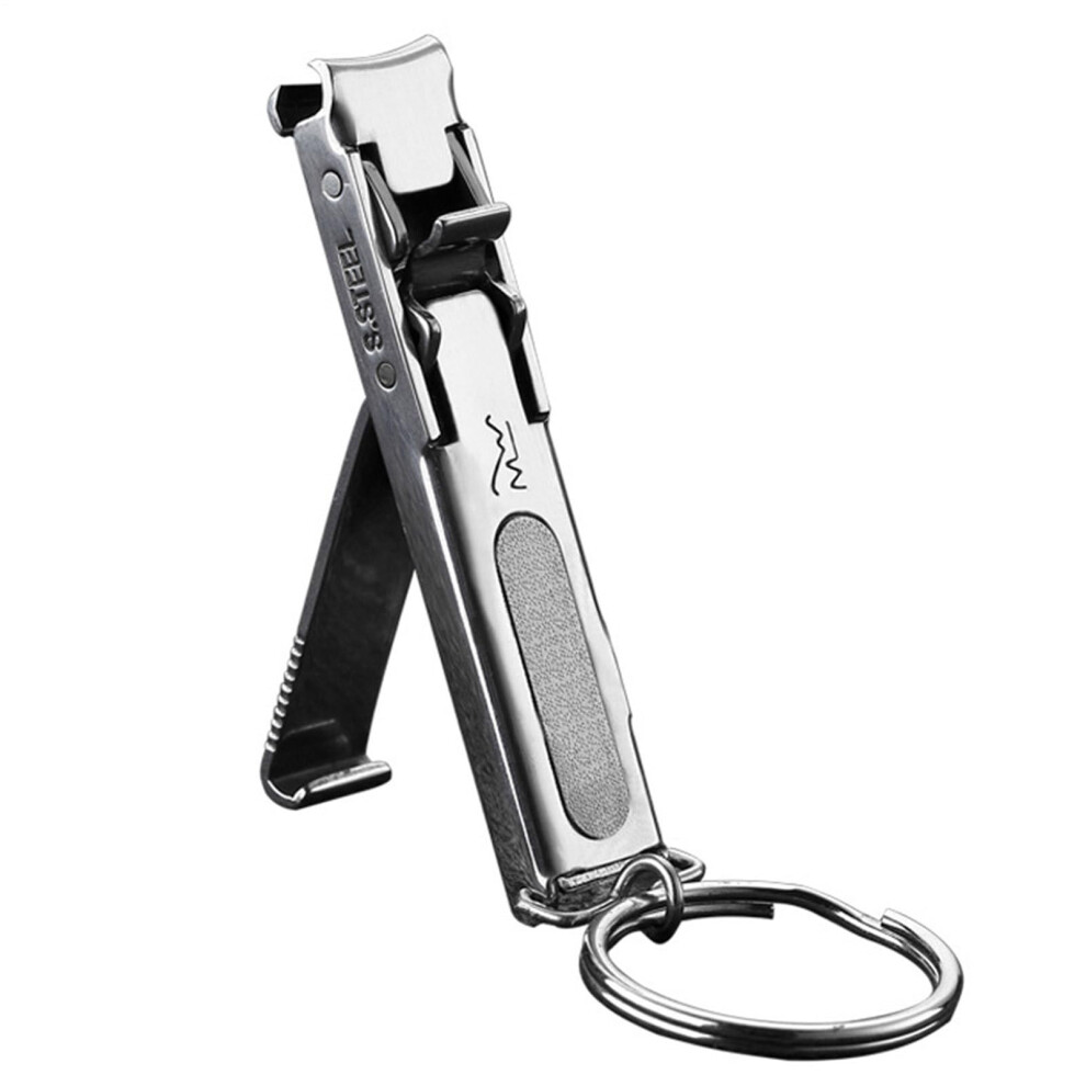 Folding Stainless Steel Nail Clipper for Thick Nails, Wide Jaw Nail Cutter with Builtin File