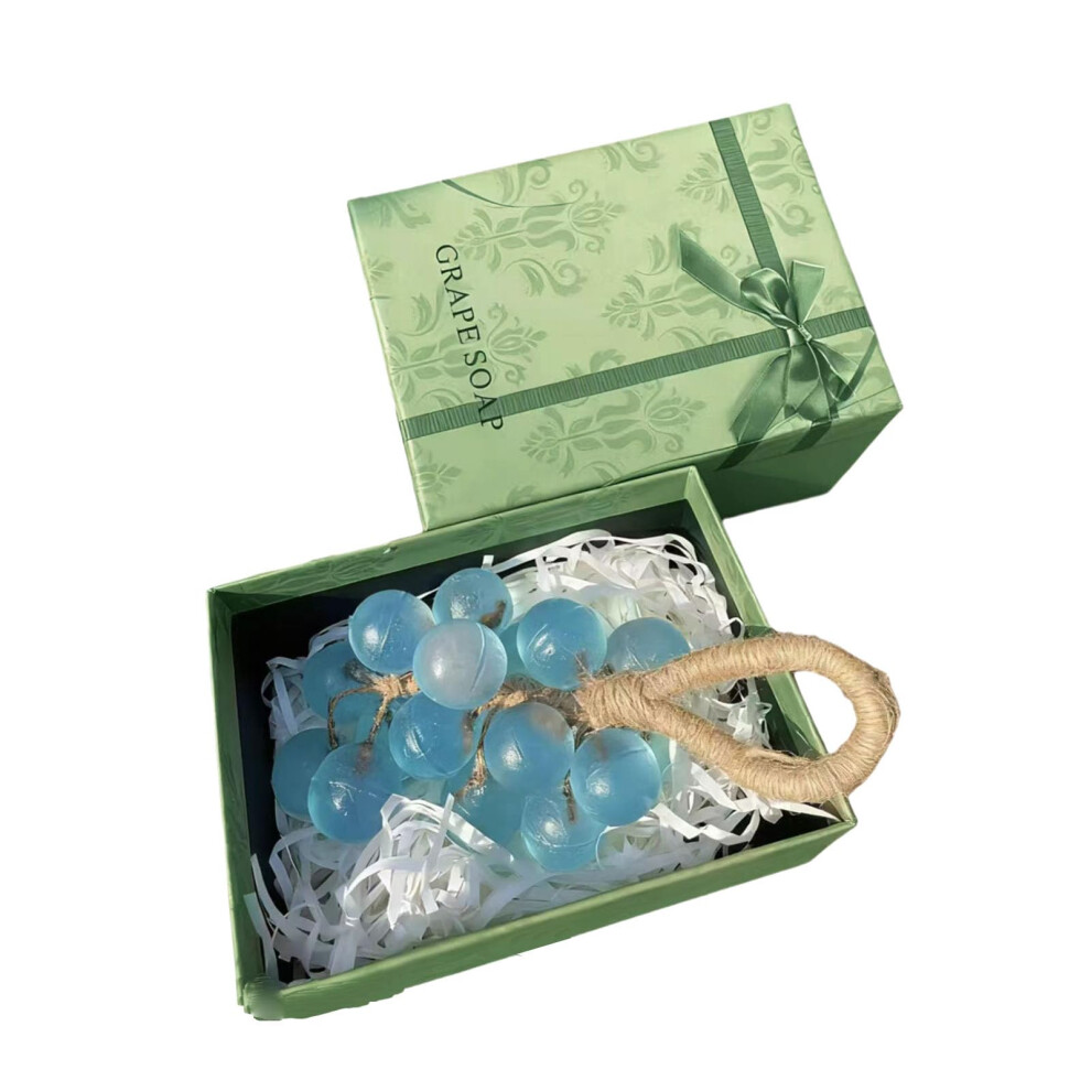 Handmade Crystal Grape Soap on a Rope, Decorative Grape Design, Fruity Scented Bath Soap for Unisex (Blue)