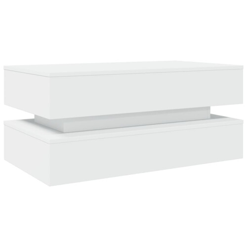 Berkfield Coffee Table with LED Lights White 90x50x40 cm 2