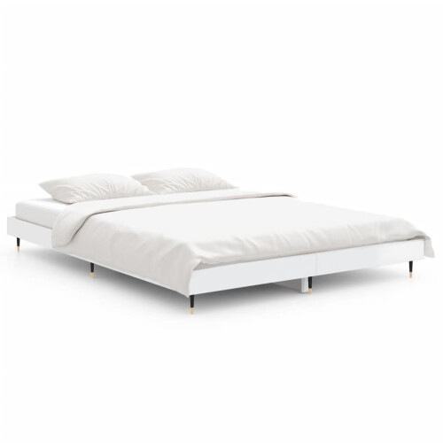 Berkfield Bed Frame without Mattress High Gloss White 140x190 cm 1