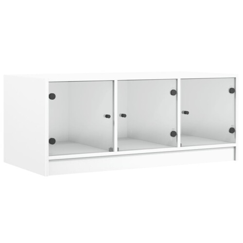 Berkfield Coffee Table with Glass Doors White 102x50x42 cm 1