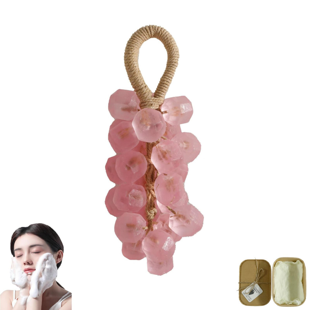 Peach Handmade Grape Soap With Rope, Scented Decorative Crystal Soap For Bath And Daily Use