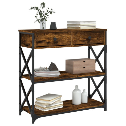 Berkfield Console Table Smoked Oak 75x28x75 cm Engineered Wood 2