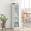 Berkfield Highboard with Glass Doors White 35x37x142 cm 3