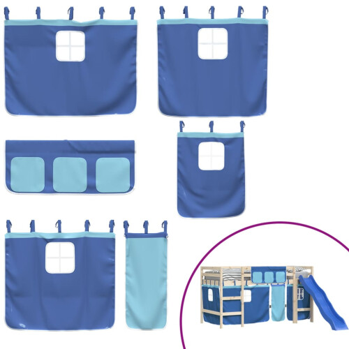 Berkfield Curtains for Loft Bed Blue Polyester 1