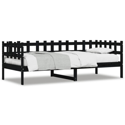 Berkfield Day Bed without Mattress Black 80x200 cm Solid Wood Pine 1