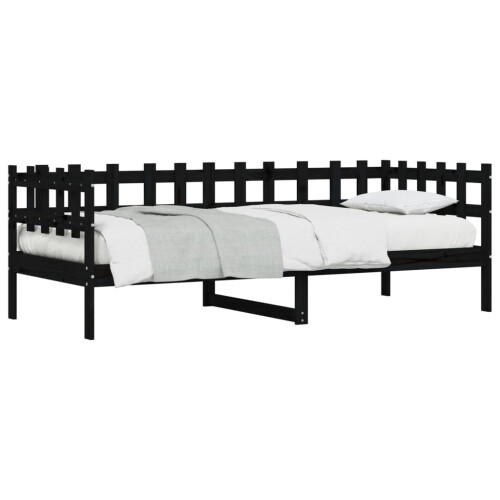 Berkfield Day Bed without Mattress Black 80x200 cm Solid Wood Pine 2