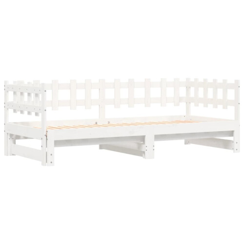 Berkfield Pull-out Day Bed without Mattress White 2x(80x200) cm Solid Wood 2