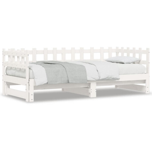 Berkfield Pull-out Day Bed without Mattress White 2x(90x200) cm Solid Wood 1