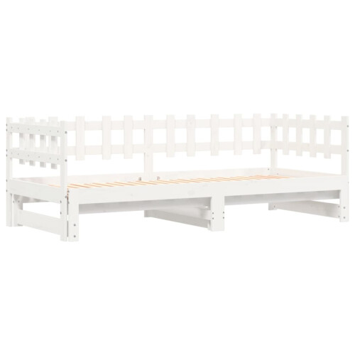 Berkfield Pull-out Day Bed without Mattress White 2x(90x200) cm Solid Wood 2