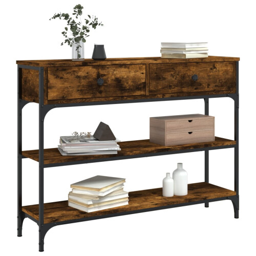 Berkfield Console Table Smoked Oak 100x25x75 cm Engineered Wood 2