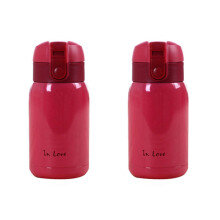 2X Mini sticle Big Belly din oțel inoxidabil (roșu-roșu) 200 ml