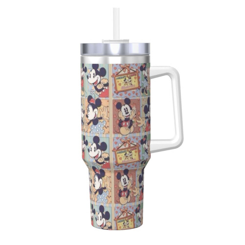 Vaso de acero inoxidable de Mickey Mouse de 40 oz con asa y