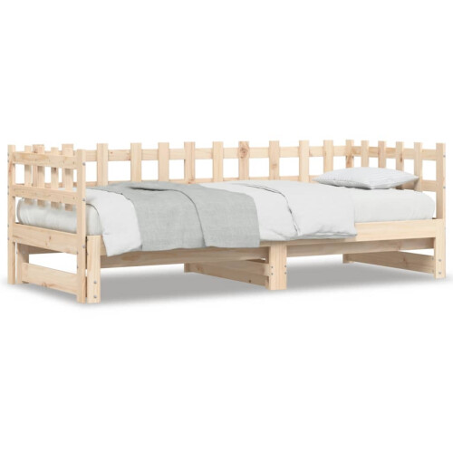 Berkfield Pull-out Day Bed without Mattress  2x(80x200) cm Solid Wood 1